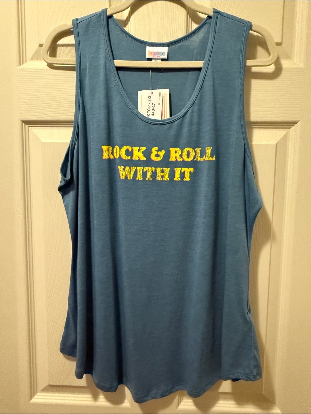 LuLaRoe Tank Top 2x "Rock & Roll With It" BNWT